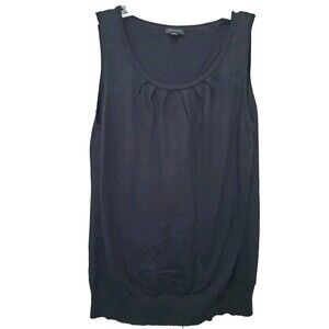 Ann Taylor Black Cashmere Blend Sleeveless Tank Top Sweater Size Large
